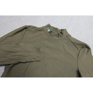 Under Armour Shirt Mens Large Green Long Sleeve Mock Neck Athletic Base Layer